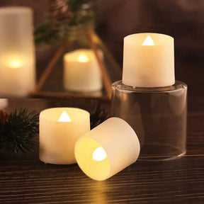 24/48pcs Flameless LED Tealight Electric Fake Candle in Warm White Flickering Bulb Wedding Light Romantic Votive Candles Lights