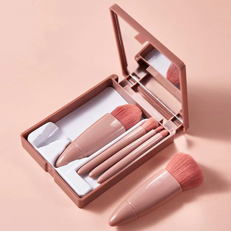 Makeup Brushes Set With Mirror Box Blush Lip Eye Shadow Brush Professional Cosmetic Brushes Kit Portable Travel Mini Beauty Tool