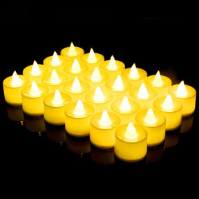 24/48pcs Flameless LED Tealight Electric Fake Candle in Warm White Flickering Bulb Wedding Light Romantic Votive Candles Lights