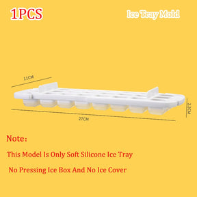 Press Type Silicone Square Ice Mold Ice Cube Trays Lid Mold Storage Box