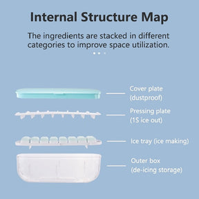 Press Type Silicone Square Ice Mold Ice Cube Trays Lid Mold Storage Box