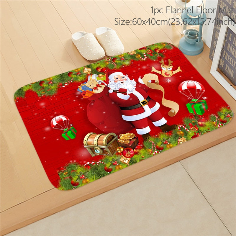 Santa Claus Christmas Doormat Pillowcase Christmas Decorations for Home 2022 Navidad Ornaments Xmas Party Decor New Year Gifts