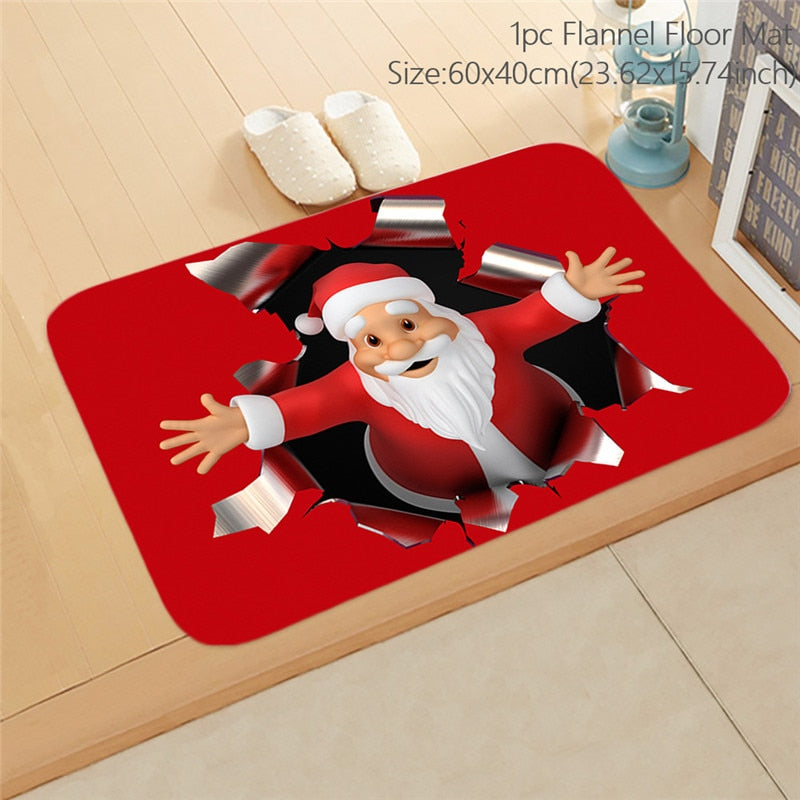 Santa Claus Christmas Doormat Pillowcase Christmas Decorations for Home 2022 Navidad Ornaments Xmas Party Decor New Year Gifts