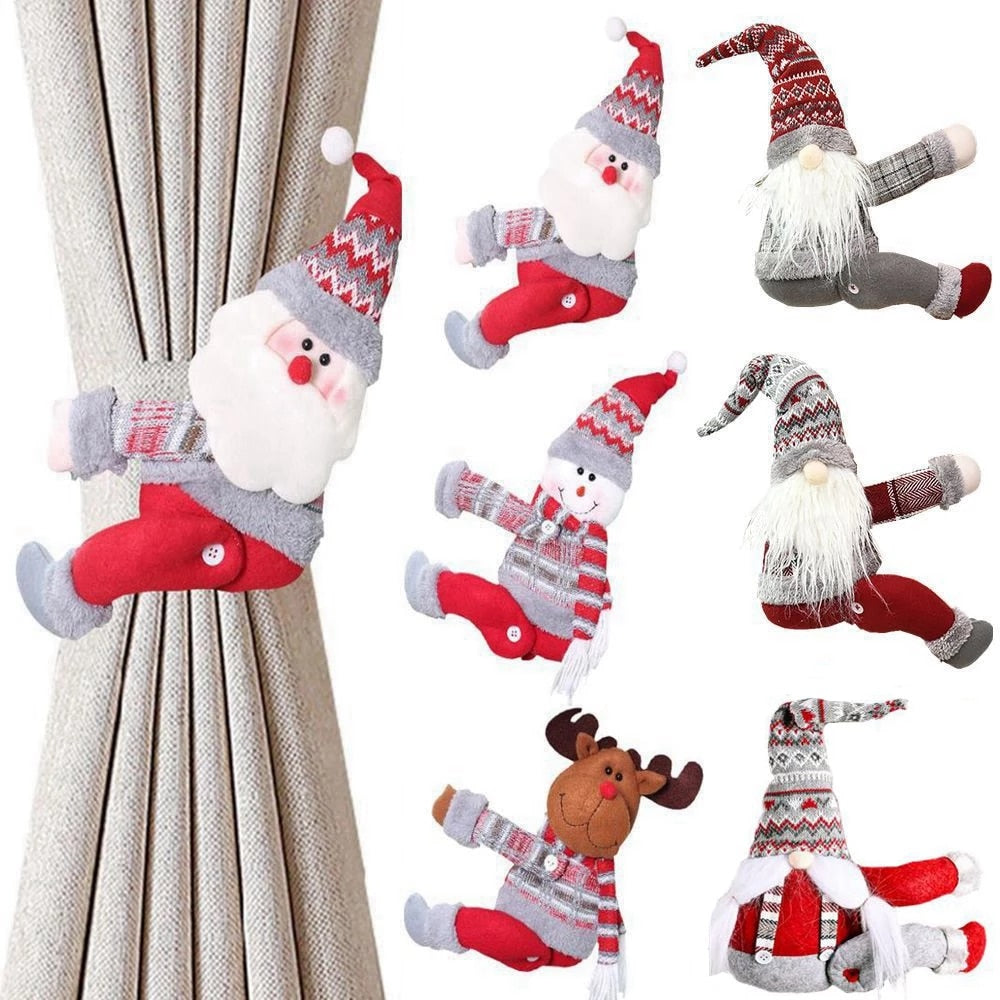 Santa Claus Elk Christmas Curtain Decor Merry Christmas Decor for Home Christmas Ornaments Gift Navidad 2022 Happy New Year 2023