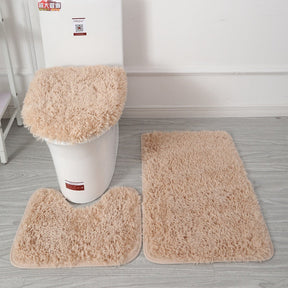 Set of 3 Bathroom Bath Mat Set Bathroom Rug Shower Carpets Set Toilet Soft Non Slip 2PCS Bath Mat  Toilet Lid Cover Floor Mats