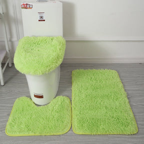 Set of 3 Bathroom Bath Mat Set Bathroom Rug Shower Carpets Set Toilet Soft Non Slip 2PCS Bath Mat  Toilet Lid Cover Floor Mats