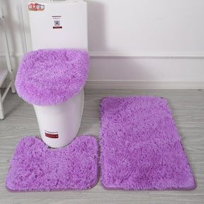 Set of 3 Bathroom Bath Mat Set Bathroom Rug Shower Carpets Set Toilet Soft Non Slip 2PCS Bath Mat  Toilet Lid Cover Floor Mats