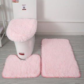 Set of 3 Bathroom Bath Mat Set Bathroom Rug Shower Carpets Set Toilet Soft Non Slip 2PCS Bath Mat  Toilet Lid Cover Floor Mats