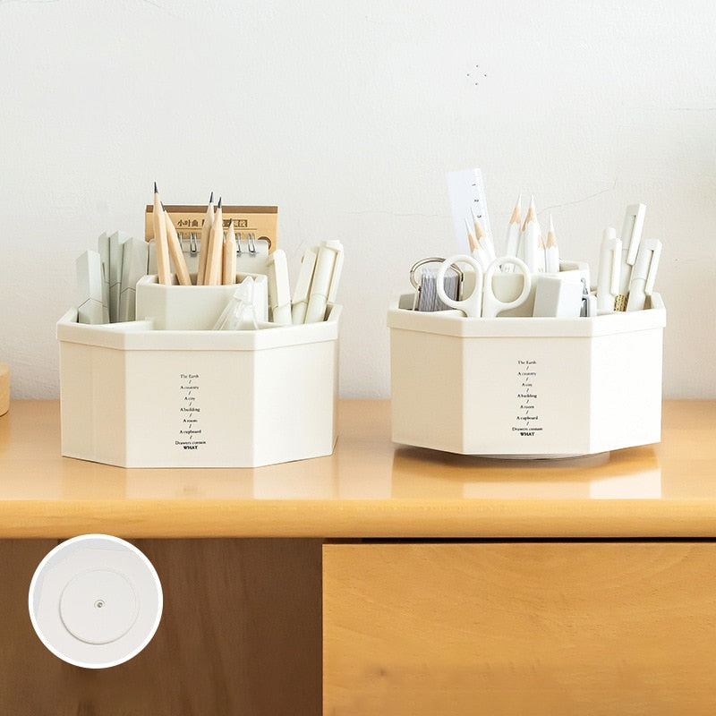 Simple Modern Large-capacity Office Desktop Storage Cute Rotating Cosmetic Storage Bucket Pen Holder