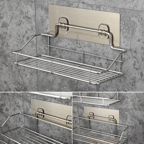 Stainless Steel Bathroom Storage Shelf Punch-Free Kitchen Bathroom Toilet Wall Hanging Storage Rack