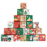 StoBag 24pcs/1set Merry Christmas Kraft Paper Gift Box Decoration Candy Chocolate Packaging Handmade Child New Year Party Favors