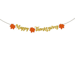 Thanksgiving Door Hanging Thanksgiving Letter Banner Turkey Cake Insert Topper Thanksgiving Maple Leaf Garland Party Decoration