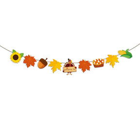 Thanksgiving Door Hanging Thanksgiving Letter Banner Turkey Cake Insert Topper Thanksgiving Maple Leaf Garland Party Decoration