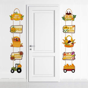 Thanksgiving Door Hanging Thanksgiving Letter Banner Turkey Cake Insert Topper Thanksgiving Maple Leaf Garland Party Decoration