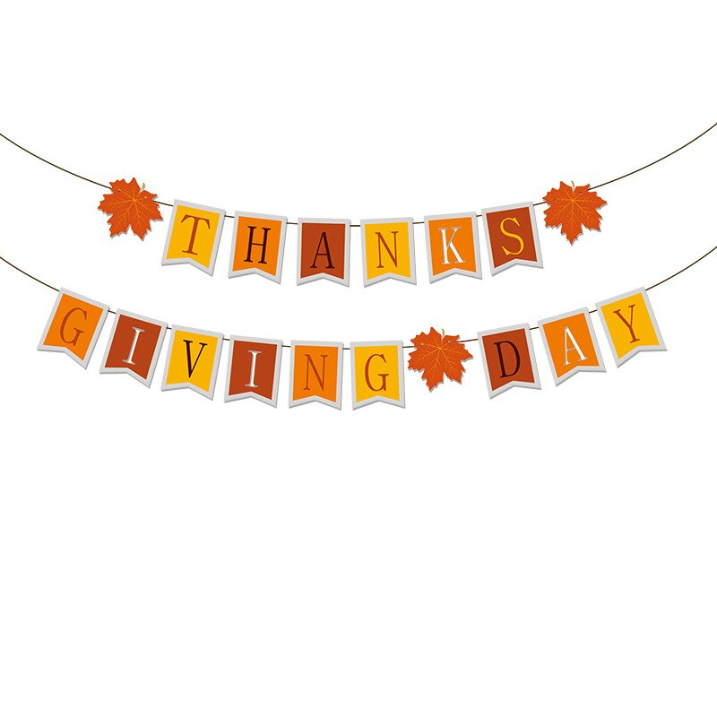 Thanksgiving Door Hanging Thanksgiving Letter Banner Turkey Cake Insert Topper Thanksgiving Maple Leaf Garland Party Decoration