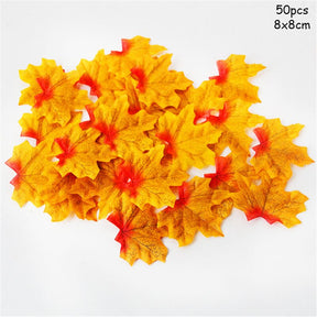 Thanksgiving Maple Leaves Artificial Fall Maple Leaves String Lights Garland Halloween Autumn Leaves Decoration Wedding Decor