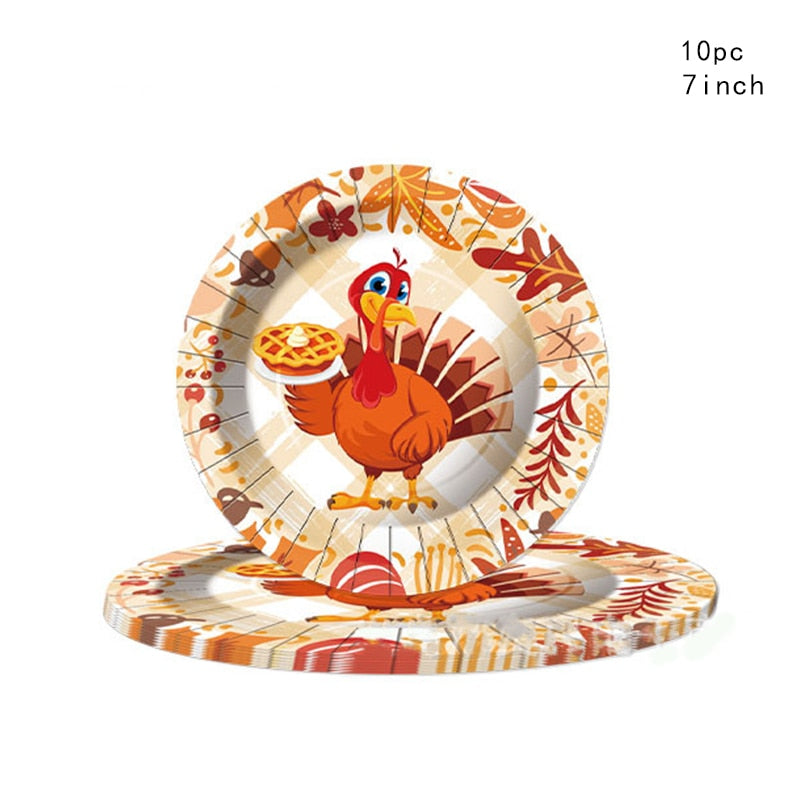 Thanksgiving Theme Party Decoration Disposable Tableware Turkey Party Harvest Festival Happy Thanksgiving Day Decor For Home