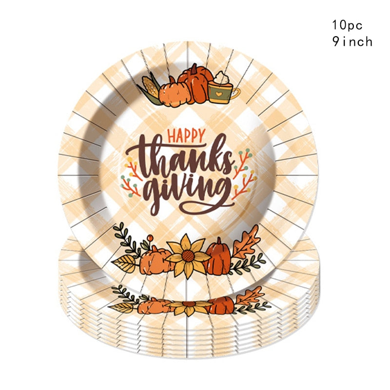 Thanksgiving Theme Party Decoration Disposable Tableware Turkey Party Harvest Festival Happy Thanksgiving Day Decor For Home