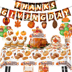 Thanksgiving Theme Party Decoration Disposable Tableware Turkey Party Harvest Festival Happy Thanksgiving Day Decor For Home