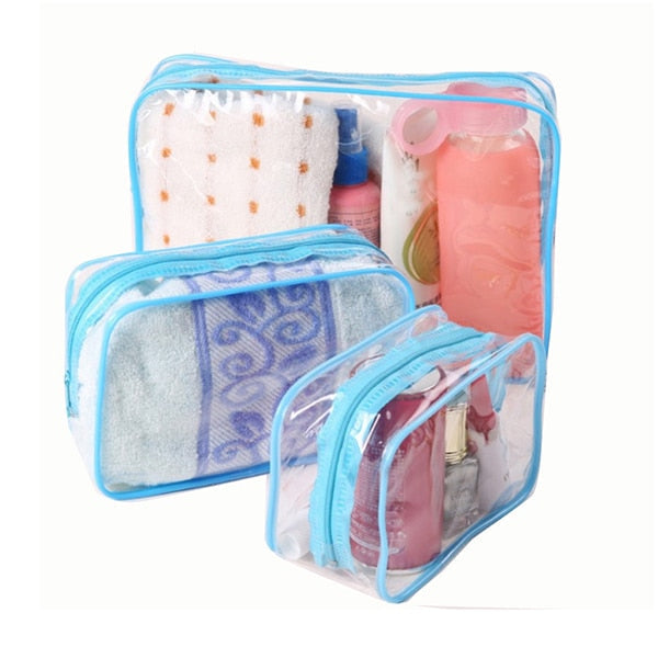 Transparent Cosmetic Bag PVC Women Zipper Clear Makeup Bags Beauty Case Travel Make Up Organizer Storage Bath Toiletry Wash Bag