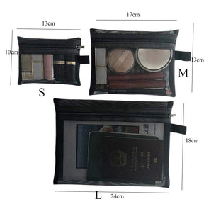 Transparent Mesh Makeup Case Organizer Storage Pouch Casual Zipper Toiletry Wash Bags Make Up Women Travel Cosmetic Bag