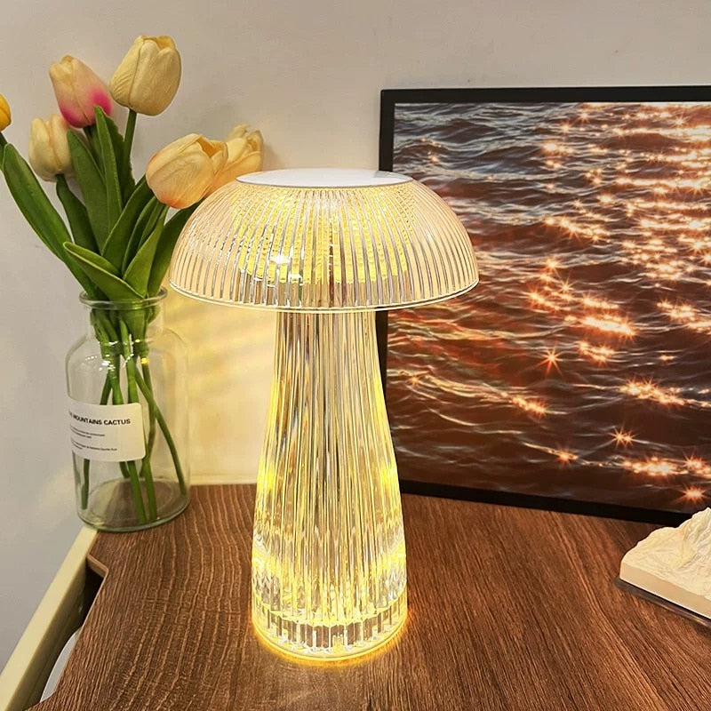 Transparent Nightlights Mushroom Lamp Bedroom Night Lamp Jellyfish Lamp Atmosphere Decoration Crystal Table Light Christmas Gift