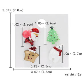 Trendy Christmas Brooch Set with Paper Card Santa Claus Crutches Elk Acrylic Snowman Hat Christmas Brooch Badges Pins for Women