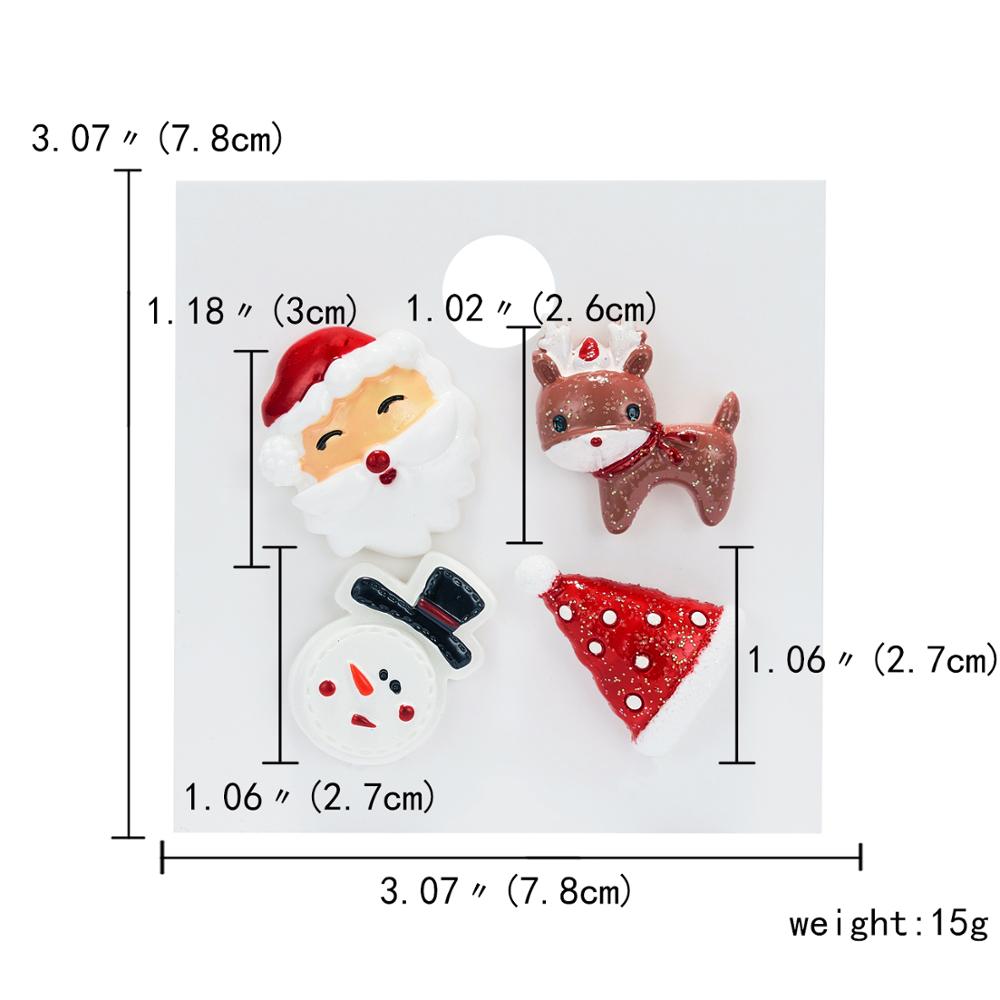 Trendy Christmas Brooch Set with Paper Card Santa Claus Crutches Elk Acrylic Snowman Hat Christmas Brooch Badges Pins for Women