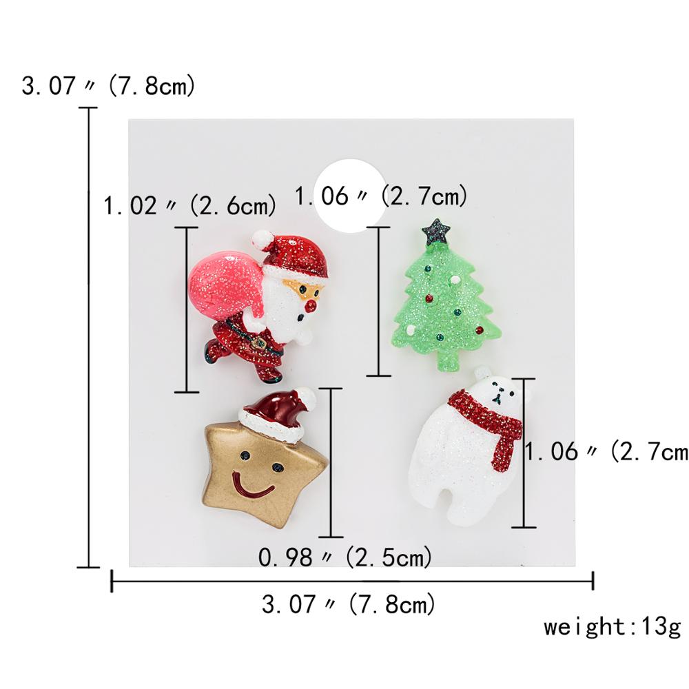 Trendy Christmas Brooch Set with Paper Card Santa Claus Crutches Elk Acrylic Snowman Hat Christmas Brooch Badges Pins for Women