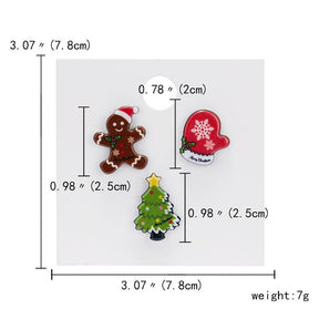 Trendy Christmas Brooch Set with Paper Card Santa Claus Crutches Elk Acrylic Snowman Hat Christmas Brooch Badges Pins for Women