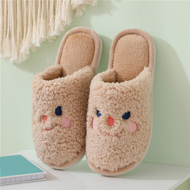 Upgrate Cute Animal Slipper For Women Girls Kawaii Fluffy Winter Warm Slippers Woman Cartoon Milk Cow House Slippers Funny Shoes