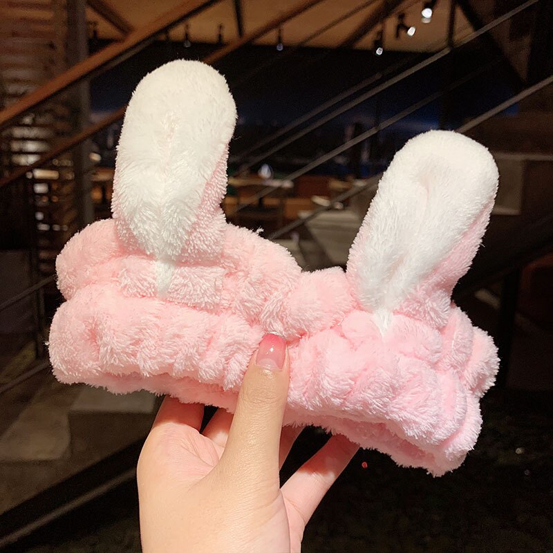 Wash Face Hair Holder Hairbands Soft Warm Coral Fleece Bow Animal Ears Headband For Women Girls Turban Fashion Hair Accessories