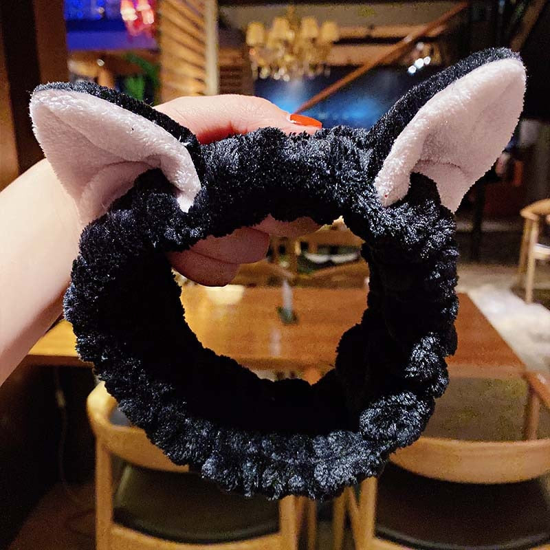 Wash Face Hair Holder Hairbands Soft Warm Coral Fleece Bow Animal Ears Headband For Women Girls Turban Fashion Hair Accessories