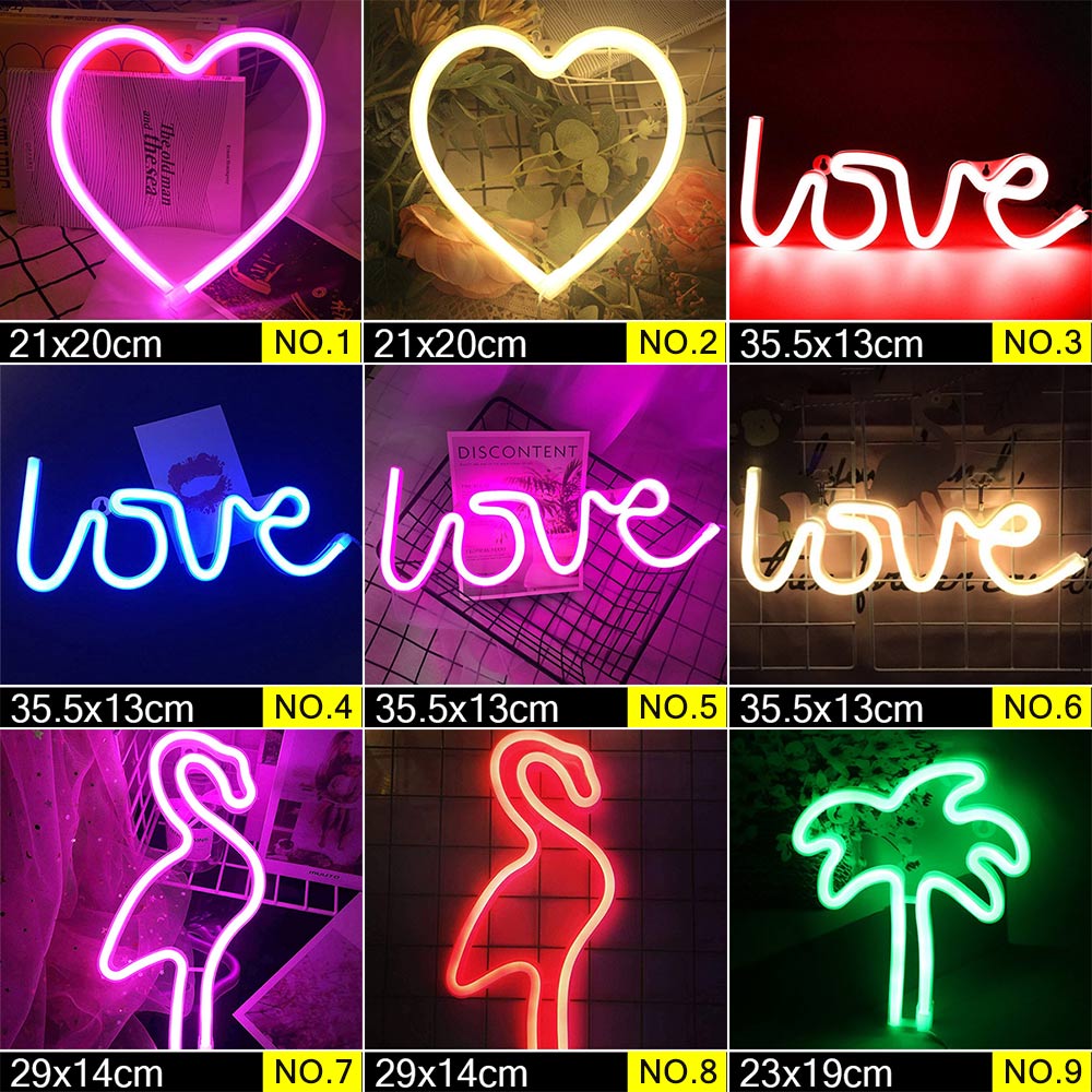 Wholesale LED Neon Night Light Sign Wall Art Sign Night Lamp Xmas Birthday Gift Wedding Party Wall Hanging Neon Lamp Home Decor