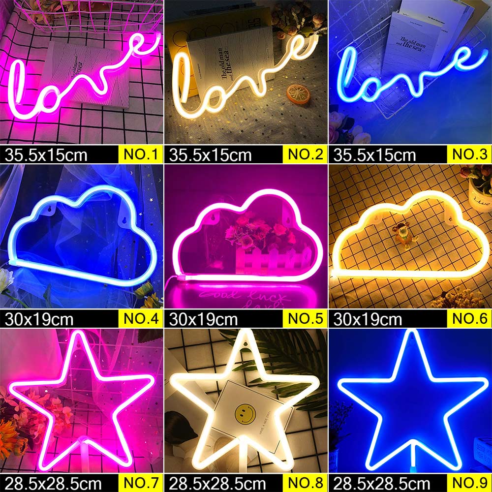 Wholesale LED Neon Night Light Sign Wall Art Sign Night Lamp Xmas Birthday Gift Wedding Party Wall Hanging Neon Lamp Home Decor