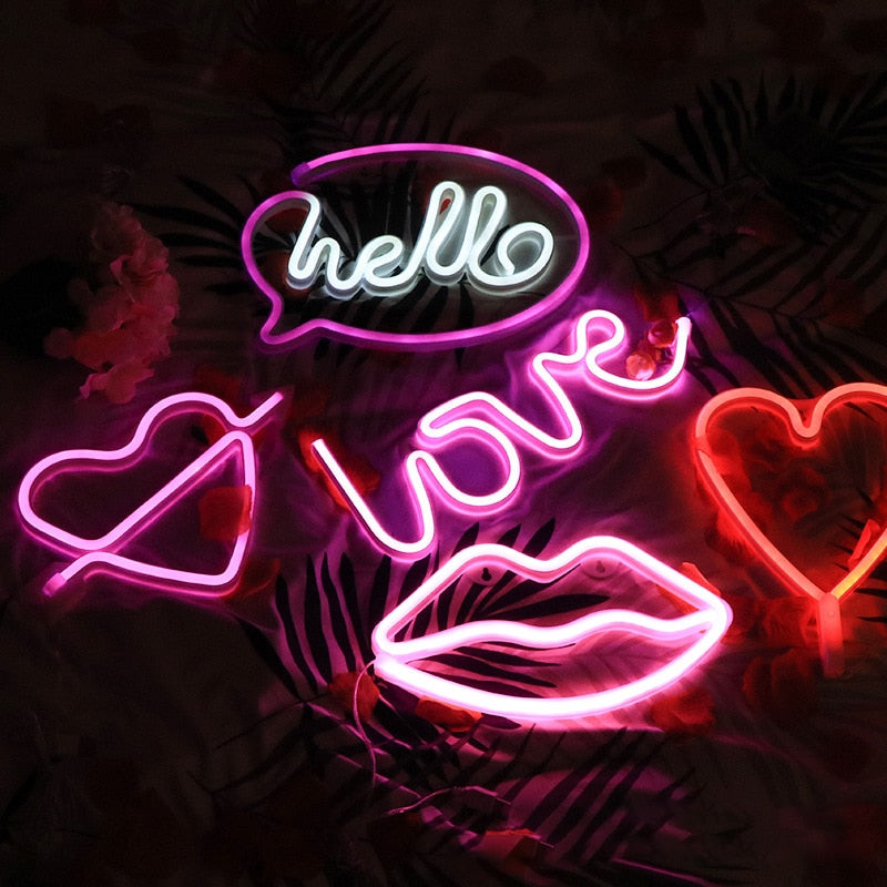 Wholesale LED Neon Night Light Sign Wall Art Sign Night Lamp Xmas Birthday Gift Wedding Party Wall Hanging Neon Lamp Home Decor