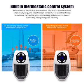 Winter 500W Portable Electric Heater Plug in Wall Heater Room Heating Stove Mini Household Office Radiator Remote Control Warmer