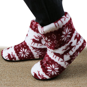 Winter Floor Shoes Woman Hoouse Slippers Christmas Elk Indoor Socks Shoes Warm Fur Contton Slipper Plush Insole Anti-Skid Sole