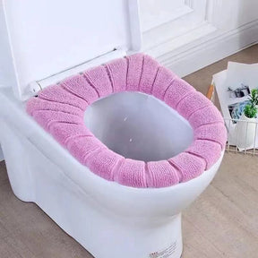 Winter Warm Toilet Seat Cover Closestool Mat 1Pcs Washable Bathroom Accessories Knitting Pure Color Soft O-shape Pad Bidet Cover