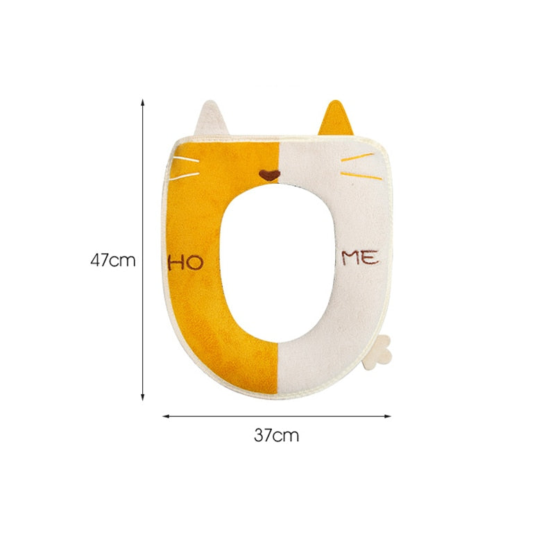 Winter Warm Toilet Seat Cover With Handle Universal Toilet Cushion Thicken Plush Toilet mat Ring Mat Bathroom Aceesories