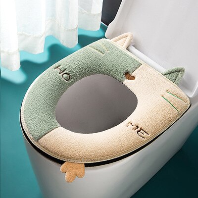 Winter Warm Toilet Seat Cover With Handle Universal Toilet Cushion Thicken Plush Toilet mat Ring Mat Bathroom Aceesories