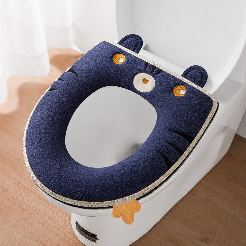 Winter Warm Toilet Seat Cover With Handle Universal Toilet Cushion Thicken Plush Toilet mat Ring Mat Bathroom Aceesories