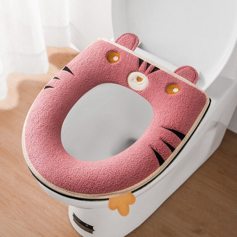 Winter Warm Toilet Seat Cover With Handle Universal Toilet Cushion Thicken Plush Toilet mat Ring Mat Bathroom Aceesories