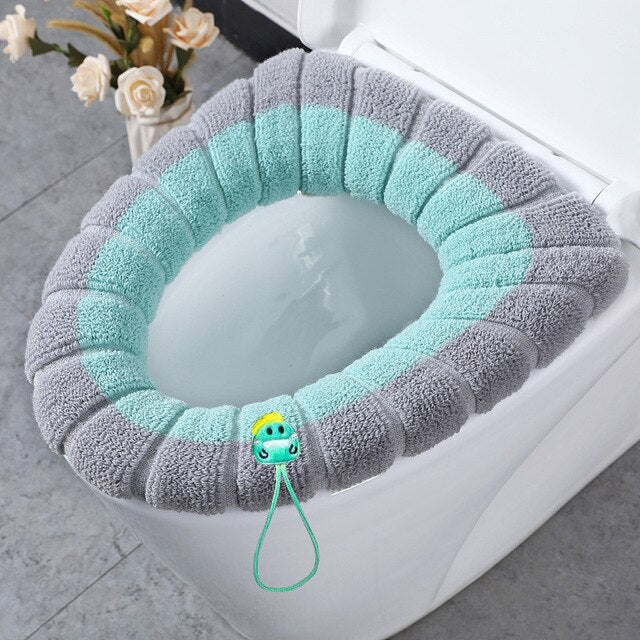 Winter Warm Toilet Seat Cover With Handle Universal Toilet Cushion Thicken Plush Toilet mat Ring Mat Bathroom Aceesories