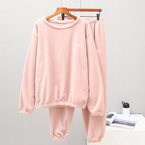 Women Winter Flannel Pajama Set Fleece Pajamas Sleepwear Homewear Thick Warm Velvet Female Suit Fall Sweatshirt Ladies Pyjama