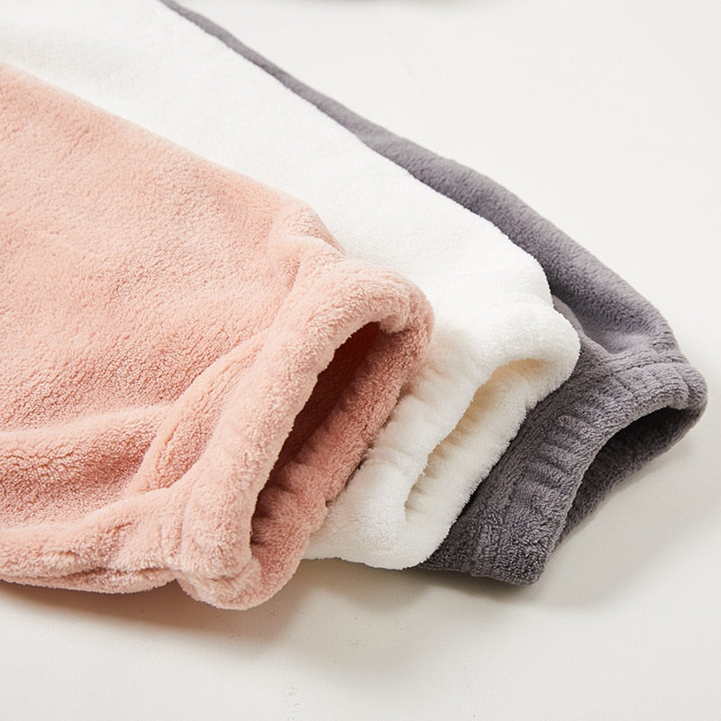 2022 Women Winter Warm Pajama Pants Thermal Lounge Wear Female Sleepwear Bottoms Casual Home Pants Coral Fleece Clothes