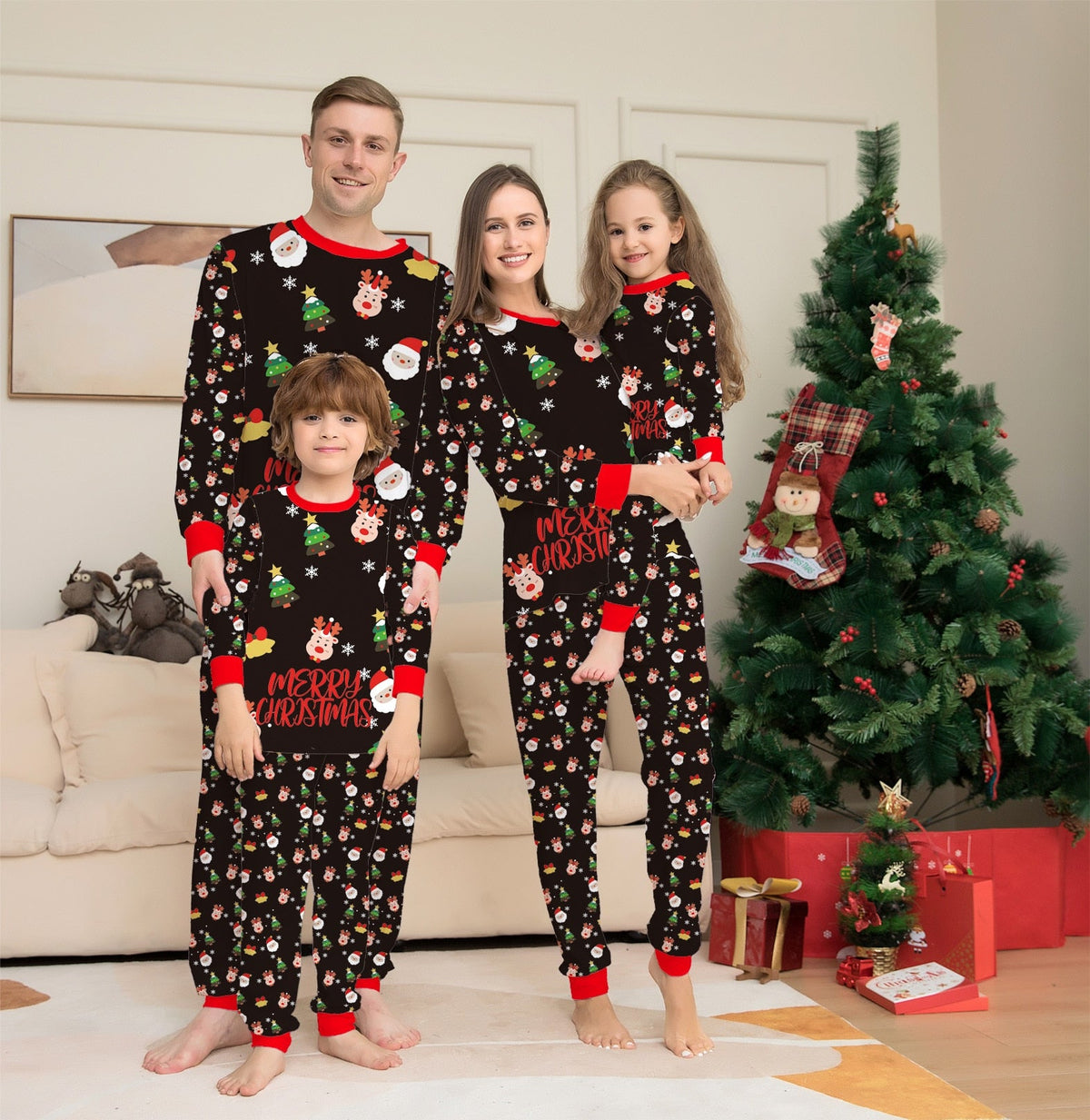 Xmas Family Matching Pajamas Set New Arrivals 2023 Christmas Tree Santa Deer Print Adult Kids Pjs Baby Jumpsuit Dog Clothes