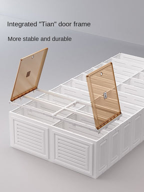 Free installation Transparent Shoes Shoe Cabinet Internet Celebrity Plastic Storage Folding Rack Short Boots AJ